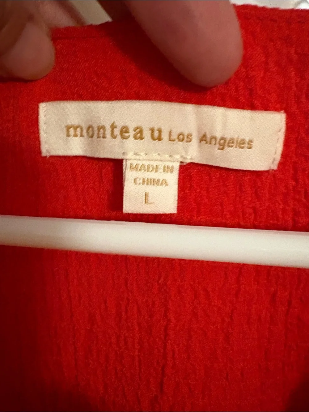 Monteau Red V-Neck Puff Sleeve Mini Dress - Picture 3 of 4